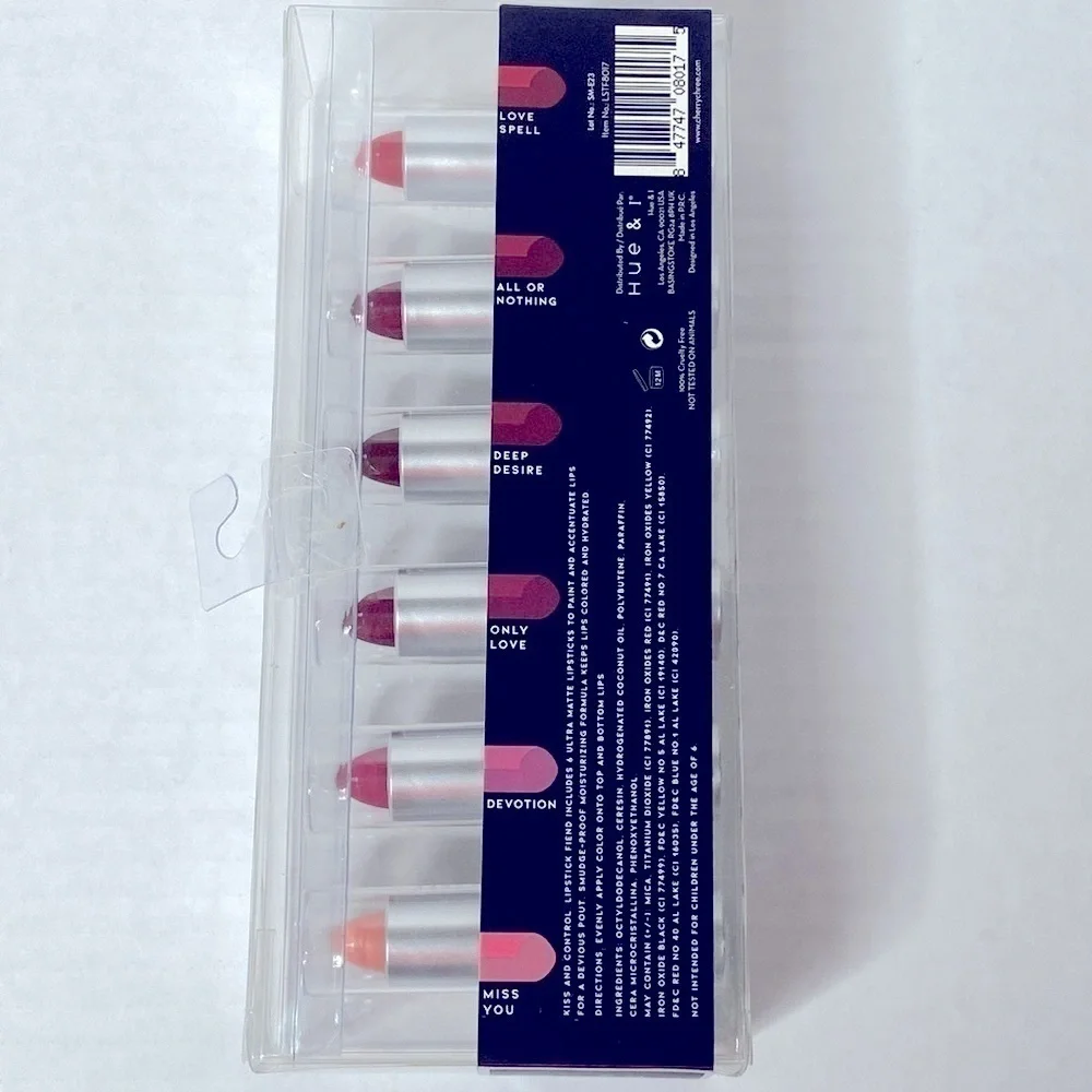 Cherry Chree Lipstick Fiend Set of 6 Vivacious Ultra Matte Lipsticks